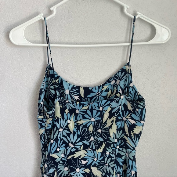 Express Floral Mini Dress Blue Black Spaghetti Strap Y2K Women Size 2 - Picture 9 of 11